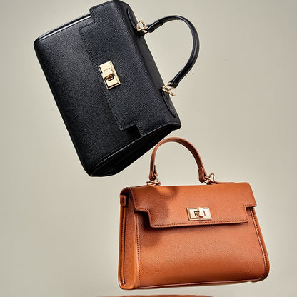 2025 Classic commuter women's bag popular new versatile cowhide shoulder bag trendy retro hand messenger bag