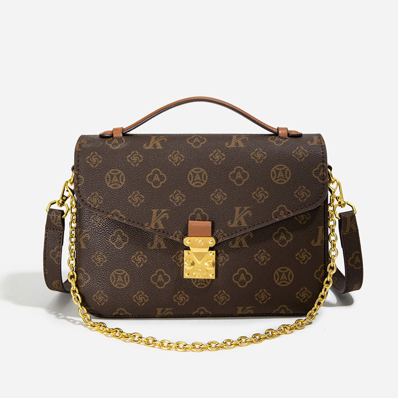2025 messenger bag fashionable light luxury mailman bag high-end retro shoulder bag contrasting color printed women's handbag
