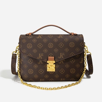 2025 messenger bag fashionable light luxury mailman bag high-end retro shoulder bag contrasting color printed women's handbag