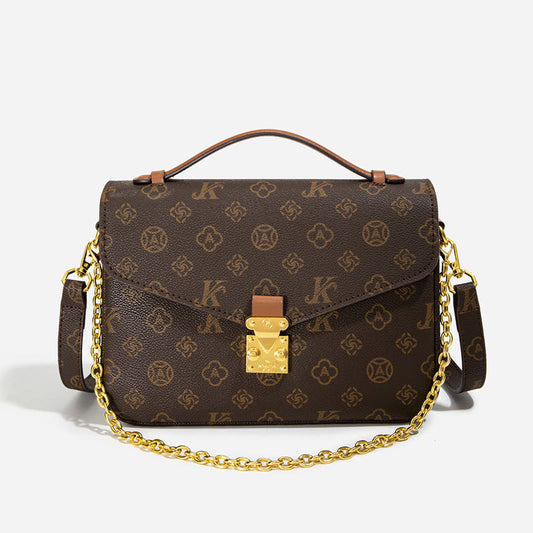 2025 messenger bag fashionable light luxury mailman bag high-end retro shoulder bag contrasting color printed women's handbag