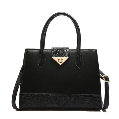 VAKKV 2025 Cross-border women's bag popular new fashion crocodile pattern splicing handbag texture large capacity single shoulder oblique span tote bag