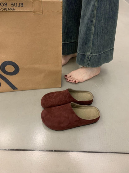 2025  Internet celebrity explosion thick-soled bag head half slippers women wear lazy one pedal leopard print Birkenstocks niche Mueller shoes