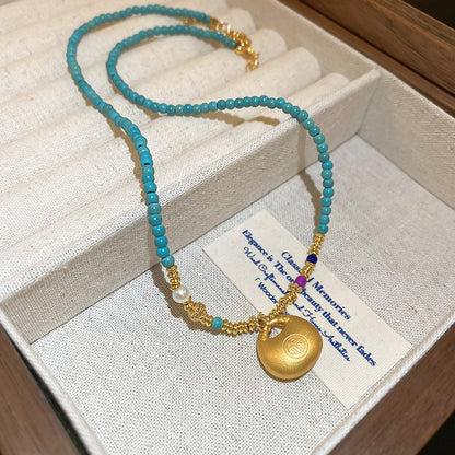 New Chinese Style Light Luxury Agate Pearl Crystal Necklace Versatile High-Grade Clavicle Chain Niche Ethnic Style Jewelry Wholesale