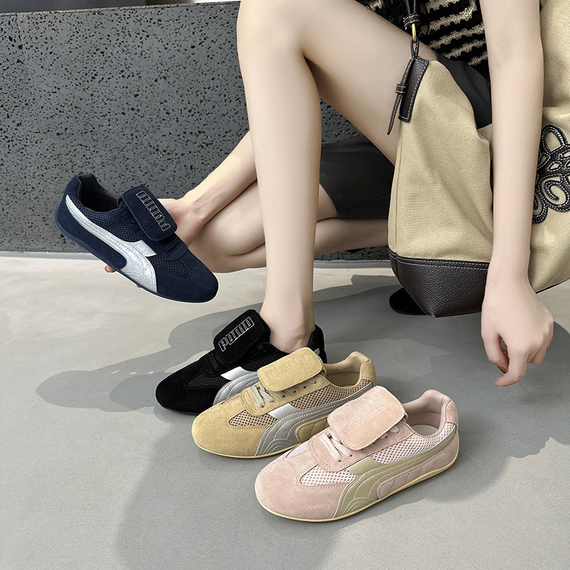 2025 popular new retro lace-up round head leather flip-top German training shoes  fashion casual versatile flat-soled Forrest Gump shoes
