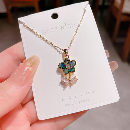 18K Thick Gold Color Retaining Quality Affordable Luxury Style Pearl Shell Necklace Korean Style Affordable Luxury Fashion High-Grade Clavicle Necklace