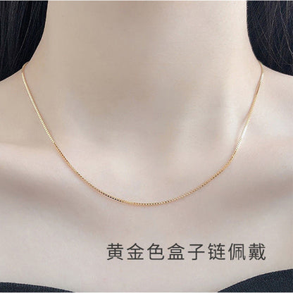 Entire Sterling Silver S 9.25 Million Energy Chain O Word Box Chain Electroplated Platinum 18K Gold Rose Gold Cross Chain Silver Necklace