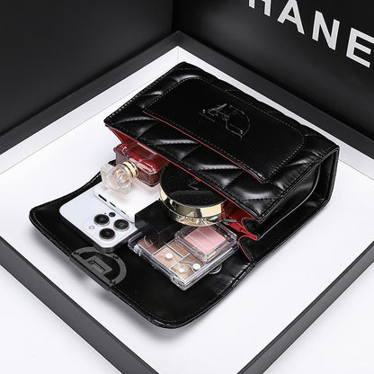 2025 Bag Women's messenger bag popular summer high-end fashion diamond chain bag soft leather underarm lock small square bag