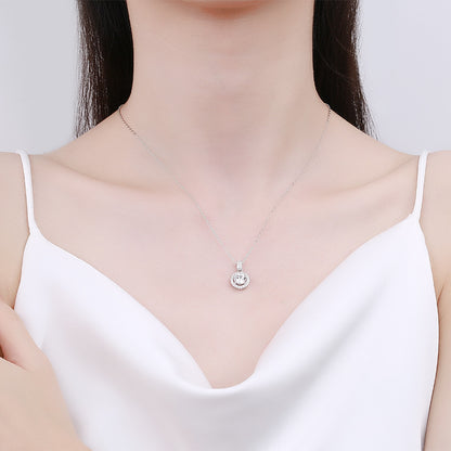 S925 Sterling Silver 1 Karat Moissanite round Necklace for Women  Cross Border Fashion Zircon Pendant Ornaments Wholesale