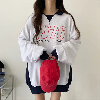 VAKKV Manufacturer 2025n trendy brand sweater women's loose contrasting colors couple versatile plus size loose niche lazy autumn leisure