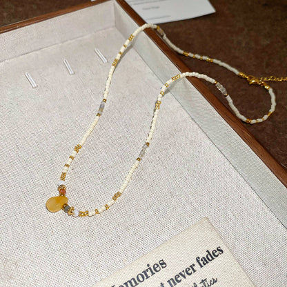 New Chinese Style Light Luxury Agate Pearl Crystal Necklace Versatile High-Grade Clavicle Chain Niche Ethnic Style Jewelry Wholesale
