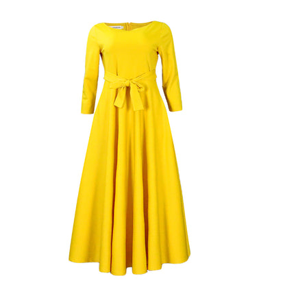 D3171 Cross-Border Women's Clothing  Spring and Summer New Fashion Elegant Tied African Plus Size Long Dress Foreign Trade Dress