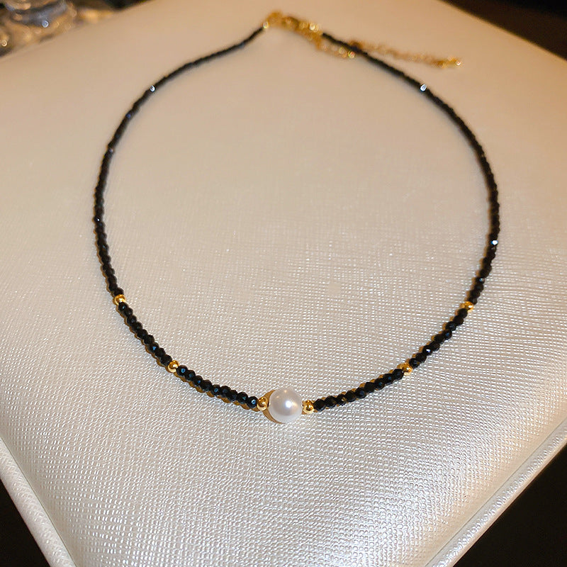 New Chinese Style Light Luxury Agate Pearl Crystal Necklace Versatile High-Grade Clavicle Chain Niche Ethnic Style Jewelry Wholesale