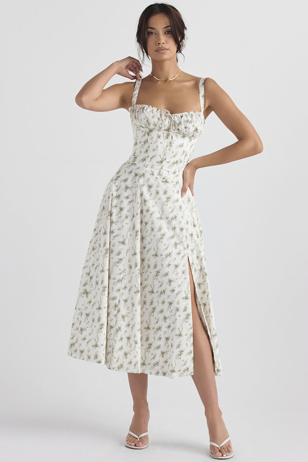 Fashion Suspender Skirt 2024 European and American Style Summer New Floral Print Large Swing Dress with Straps