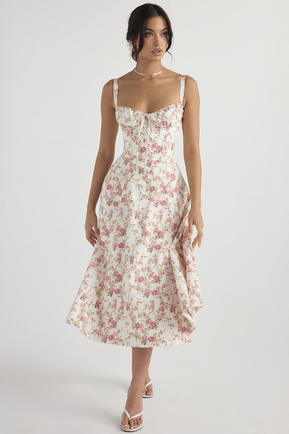Fashion Suspender Skirt 2024 European and American Style Summer New Floral Print Large Swing Dress with Straps