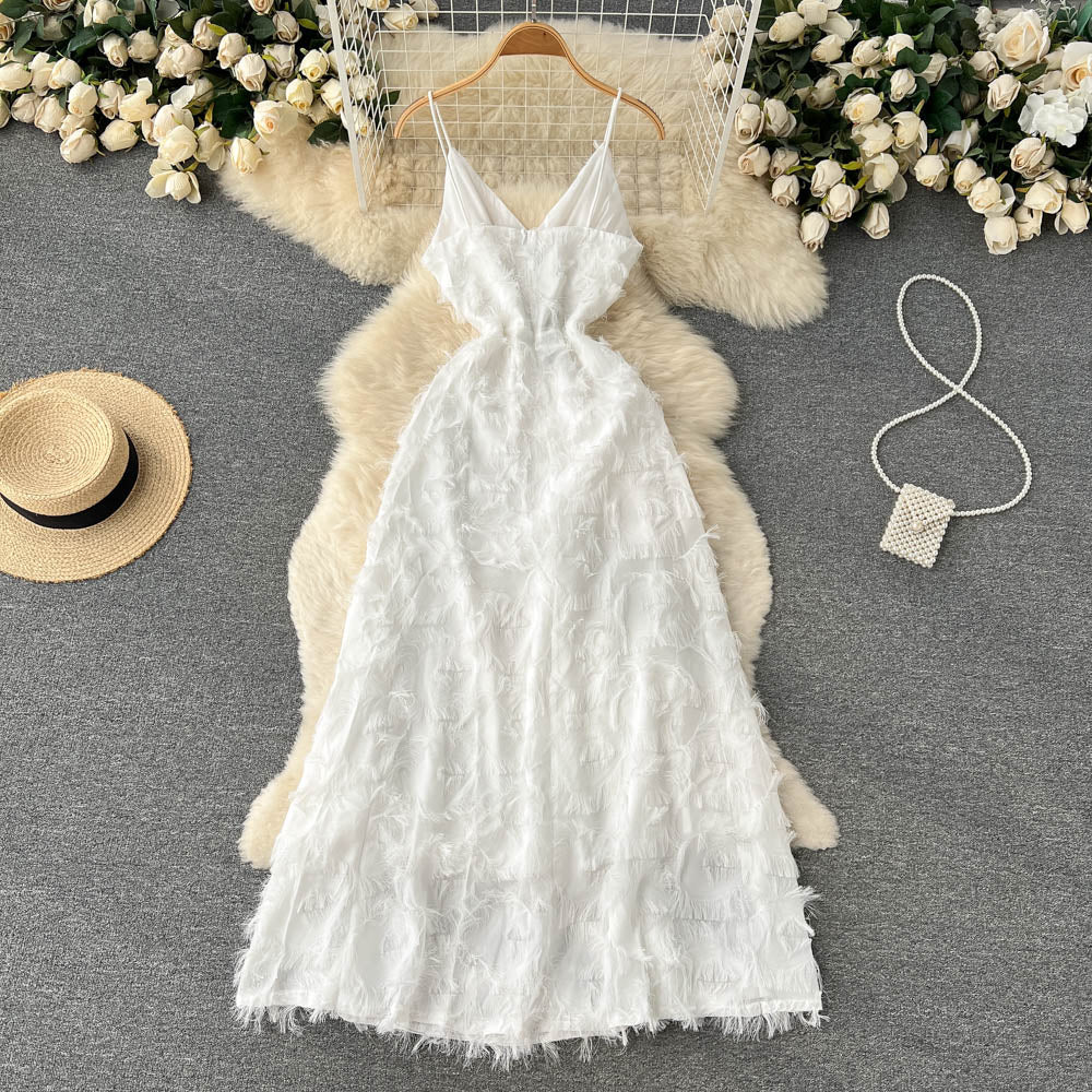 VAKKV Cute A line Sleeveless Tassel Dress Beach Summer Holiday Dress P252