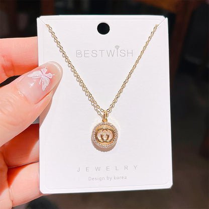 18K Thick Gold Color Retaining Quality Affordable Luxury Style Pearl Shell Necklace Korean Style Affordable Luxury Fashion High-Grade Clavicle Necklace