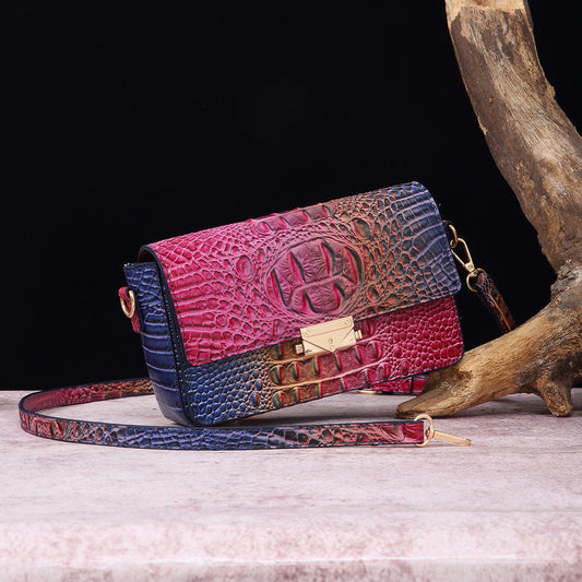 VAKKV Popular, 2025 and the Middle East for New  independent station crossbody shoulder retro women's bag multi-colored crocodile pattern Brahman