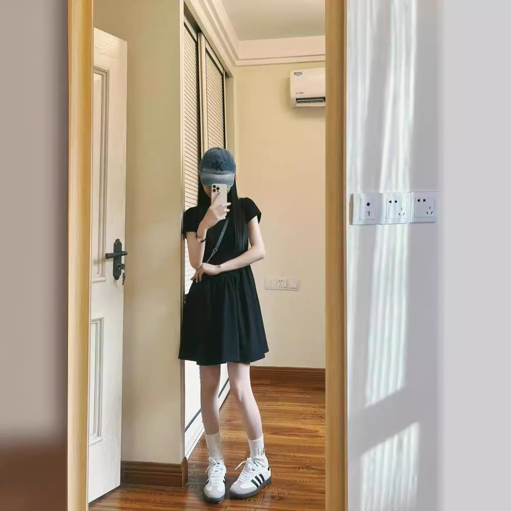 Black Skirt  New Small Size Dress Women's Design Slimming Tea Break  Skirt