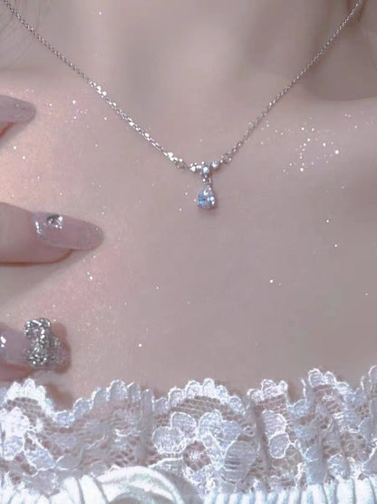 S925 Silver Light Luxury Necklace Versatile Trendy Clavicle Chain Female Butterfly Simple Niche High Sense Elegant Sweater Chain Ornament