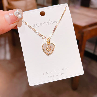 18K Thick Gold Color Retaining Quality Affordable Luxury Style Pearl Shell Necklace Korean Style Affordable Luxury Fashion High-Grade Clavicle Necklace
