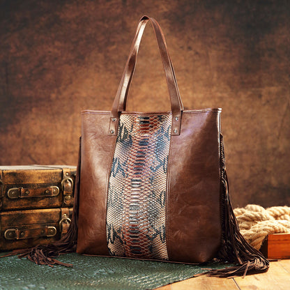 VAKKV 2025 retro beard new women's bag tote snake pattern shoulder handbag for New  independent station TK
