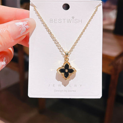 18K Thick Gold Color Retaining Quality Affordable Luxury Style Pearl Shell Necklace Korean Style Affordable Luxury Fashion High-Grade Clavicle Necklace