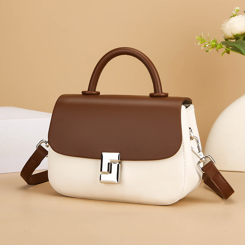 2025 Bag popular autumn new temperament saddle bag niche high sense contrasting color messenger bag popular versatile bag women