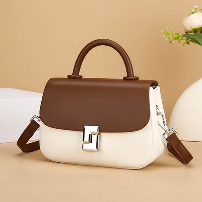 2025 Bag popular autumn new temperament saddle bag niche high sense contrasting color messenger bag popular versatile bag women