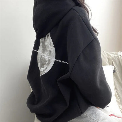 VAKKV Manufacturer Moon Thin Hooded Sweater Women's Spring and Autumn Loose Autumn and Winter Velvet Korean Version Pullover Lazy Wind Jacket Thin