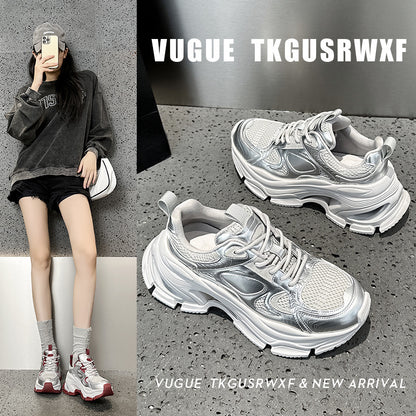 2025 Platform dad shoes women's popular autumn and winter new Korean version breathable and versatile, lightweight and non-slip casual sports shoes tide