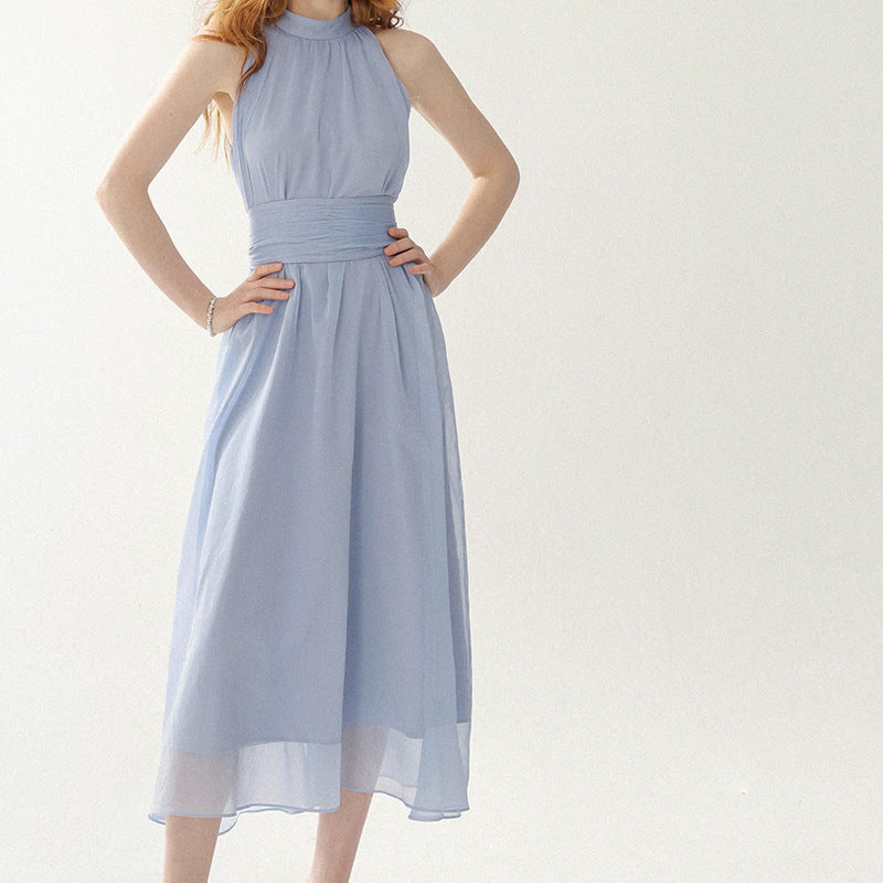 VAKKV  Meipin  Halter Dress Seaside Vacation Dress Blue Dress Summer Strap Dress for Women Summer