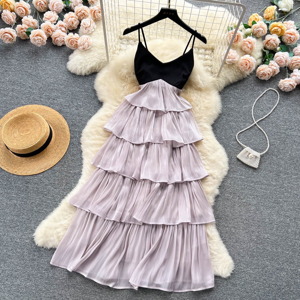 VAKKV Sexy Spaghetti Straps Ruffles Dress Summer Women Holiday Dress P226