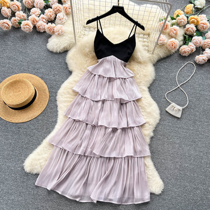 VAKKV Sexy Spaghetti Straps Ruffles Dress Summer Women Holiday Dress P226