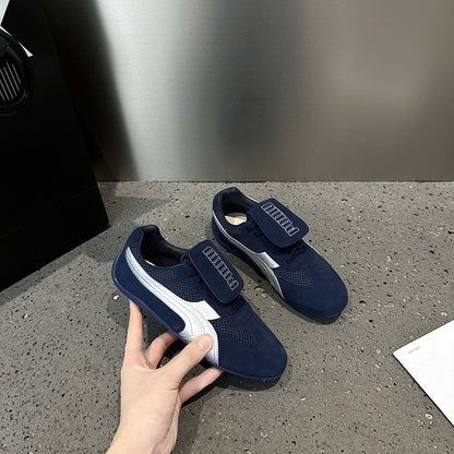 2025 popular new retro lace-up round head leather flip-top German training shoes  fashion casual versatile flat-soled Forrest Gump shoes