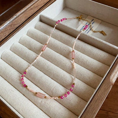 New Chinese Style Light Luxury Agate Pearl Crystal Necklace Versatile High-Grade Clavicle Chain Niche Ethnic Style Jewelry Wholesale
