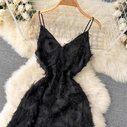 VAKKV Cute A line Sleeveless Tassel Dress Beach Summer Holiday Dress P252