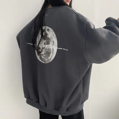VAKKV Manufacturer heavy 2025n moon plus size long-sleeved sweater women's popular new loose round neck trendy brand lazy chic