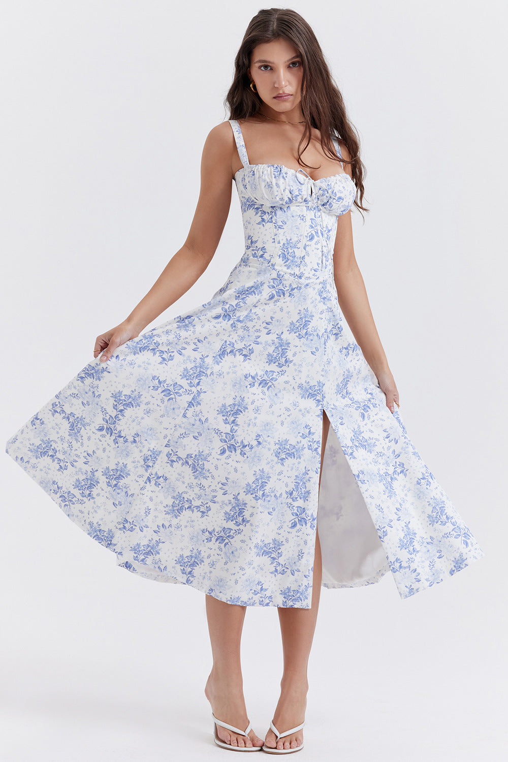Fashion Suspender Skirt 2024 European and American Style Summer New Floral Print Large Swing Dress with Straps
