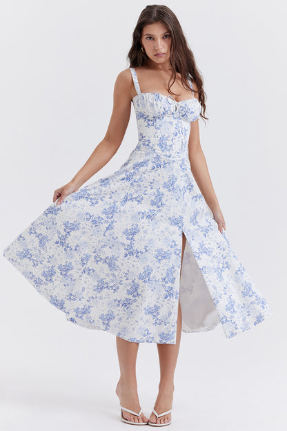 Fashion Suspender Skirt 2024 European and American Style Summer New Floral Print Large Swing Dress with Straps