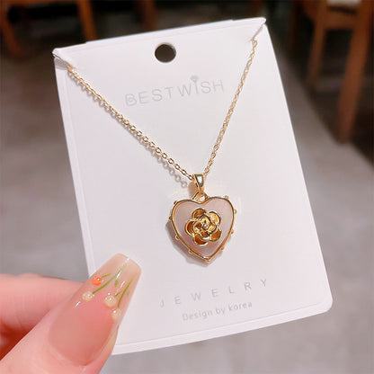 18K Thick Gold Color Retaining Quality Affordable Luxury Style Pearl Shell Necklace Korean Style Affordable Luxury Fashion High-Grade Clavicle Necklace