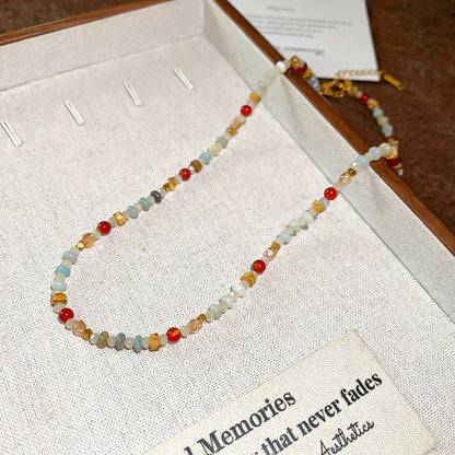 New Chinese Style Light Luxury Agate Pearl Crystal Necklace Versatile High-Grade Clavicle Chain Niche Ethnic Style Jewelry Wholesale