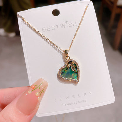 18K Thick Gold Color Retaining Quality Affordable Luxury Style Pearl Shell Necklace Korean Style Affordable Luxury Fashion High-Grade Clavicle Necklace