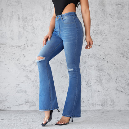 VAKKV 2025 New popular  ripped micro-pull women's jeans slim-fitting and thin high-waisted elastic pants are in stock.