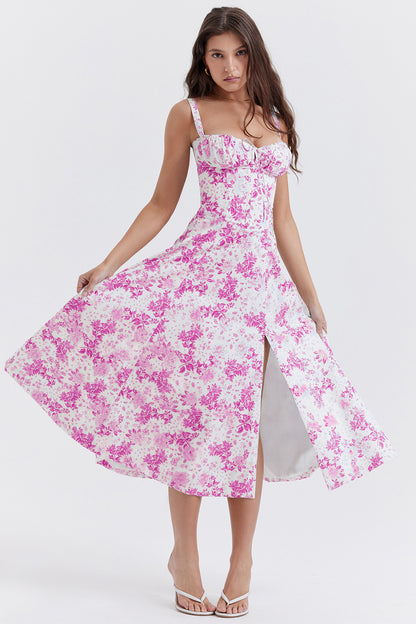Fashion Suspender Skirt 2024 European and American Style Summer New Floral Print Large Swing Dress with Straps