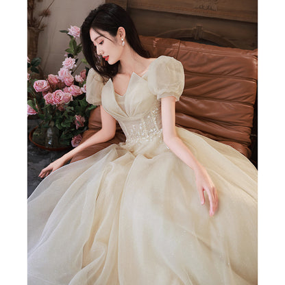 VAKKV Evening Dress Women's High-End Art Exam Host Graduation Adult Ceremony Light Luxury Minority  Bridesmaid Dress High-End Engagement Dress