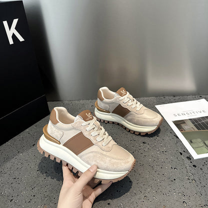 2025 popular spring new thick-soled non-slip comfortable versatile light leisure sports color matching spring women's shoes