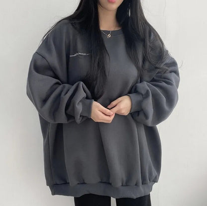 VAKKV Manufacturer Korean version of heavy sweater women's popular new loose round neck white lazy chic 2025n moon plus size