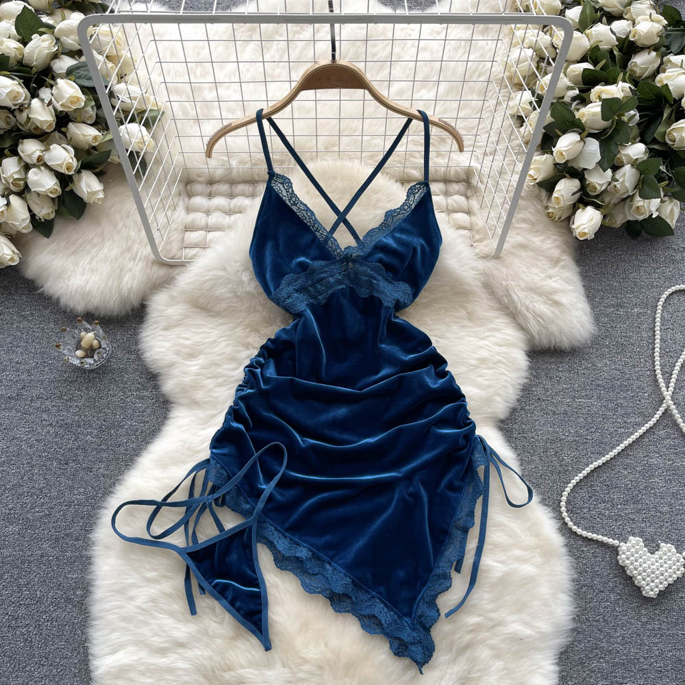 VAKKV Sexy Spaghetti Straps Lace Short Dress Summer Women Holiday Dress P253