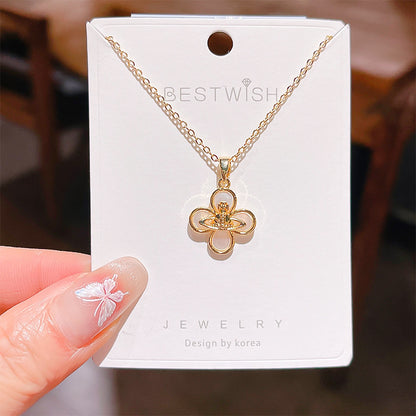 18K Thick Gold Color Retaining Quality Affordable Luxury Style Pearl Shell Necklace Korean Style Affordable Luxury Fashion High-Grade Clavicle Necklace
