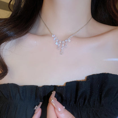 New Chinese Style Light Luxury Agate Pearl Crystal Necklace Versatile High-Grade Clavicle Chain Niche Ethnic Style Jewelry Wholesale